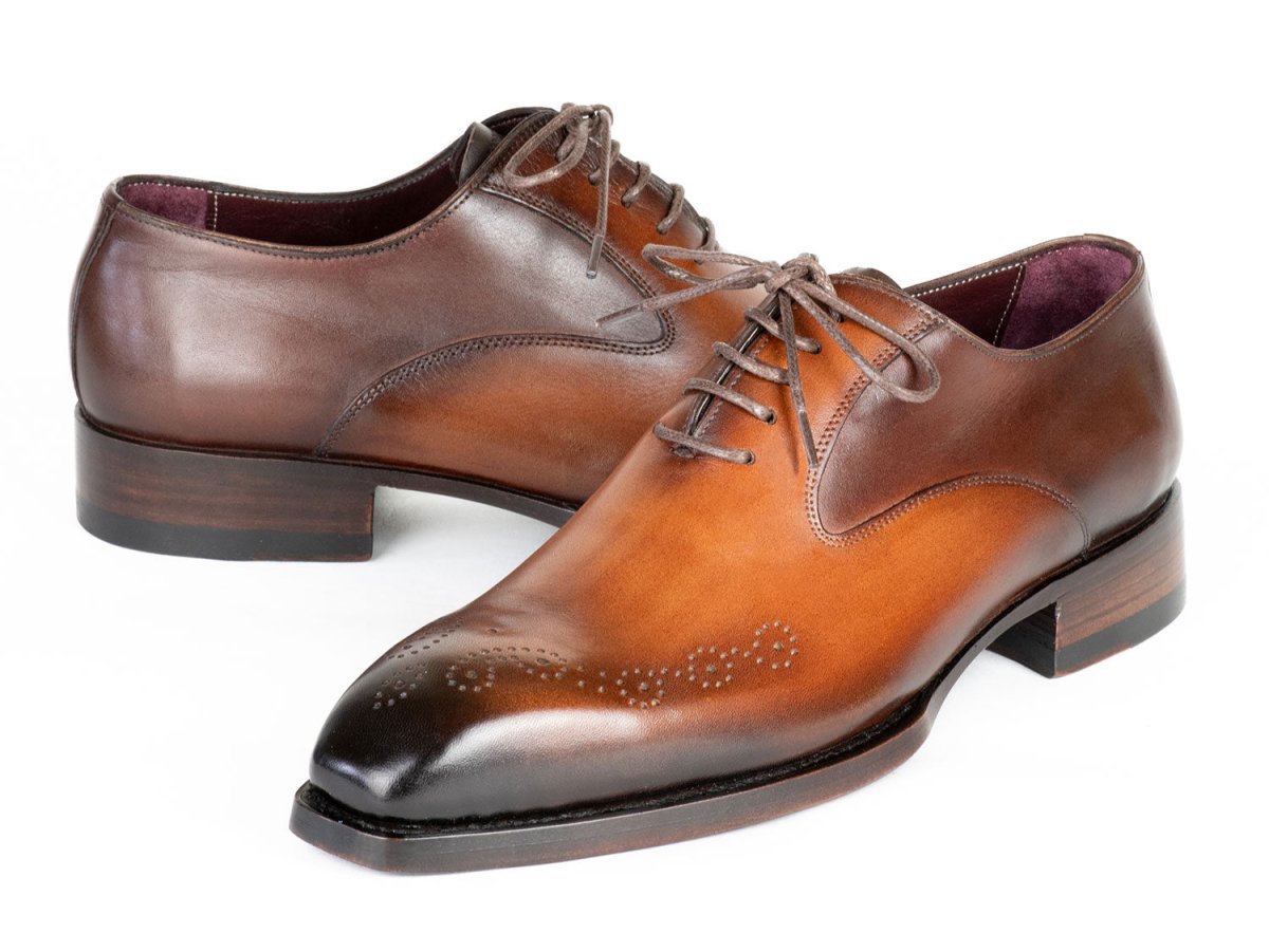 Paul Parkman Goodyear Welted nched Oxfords Brown and Camel (ID5364 BRC)