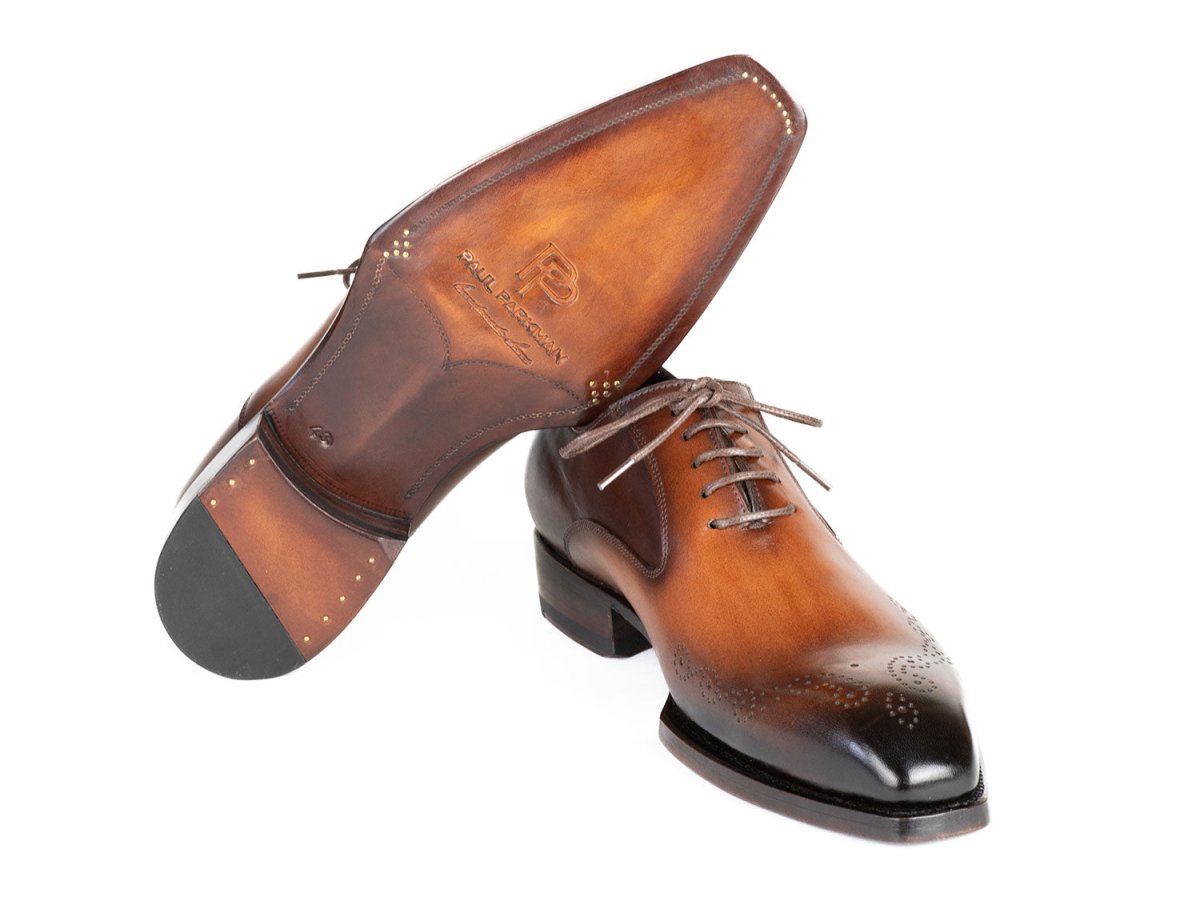 Paul Parkman Goodyear Welted nched Oxfords Brown and Camel (ID5364 BRC)