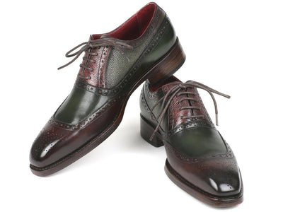 Paul Parkman Goodyear Welted Oxfords Brown and Green (IDBW926GR)