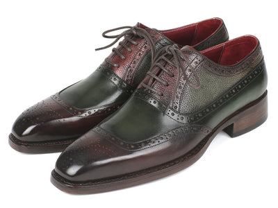Paul Parkman Goodyear Welted Oxfords Brown and Green (IDBW926GR)