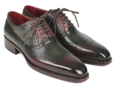 Paul Parkman Goodyear Welted Oxfords Brown and Green (IDBW926GR)