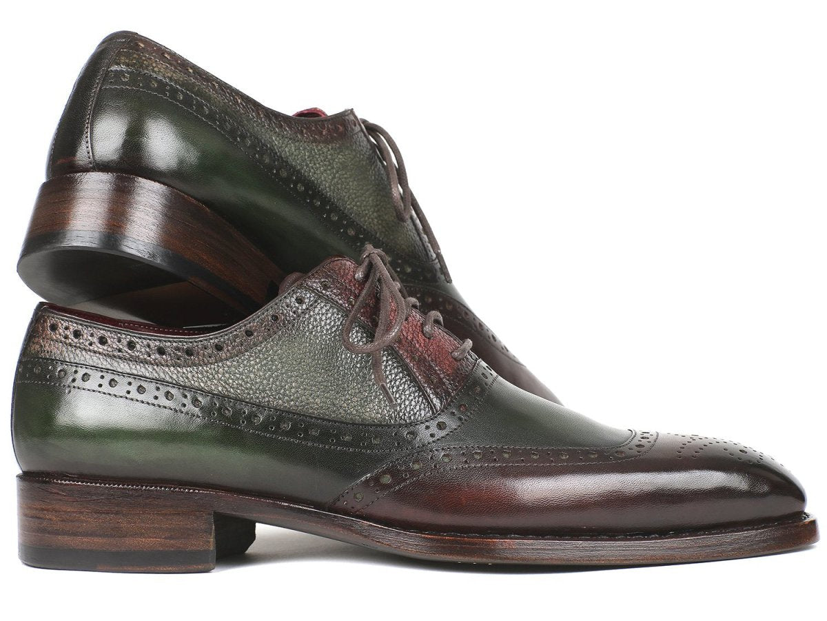 Paul Parkman Goodyear Welted Oxfords Brown and Green (IDBW926GR)
