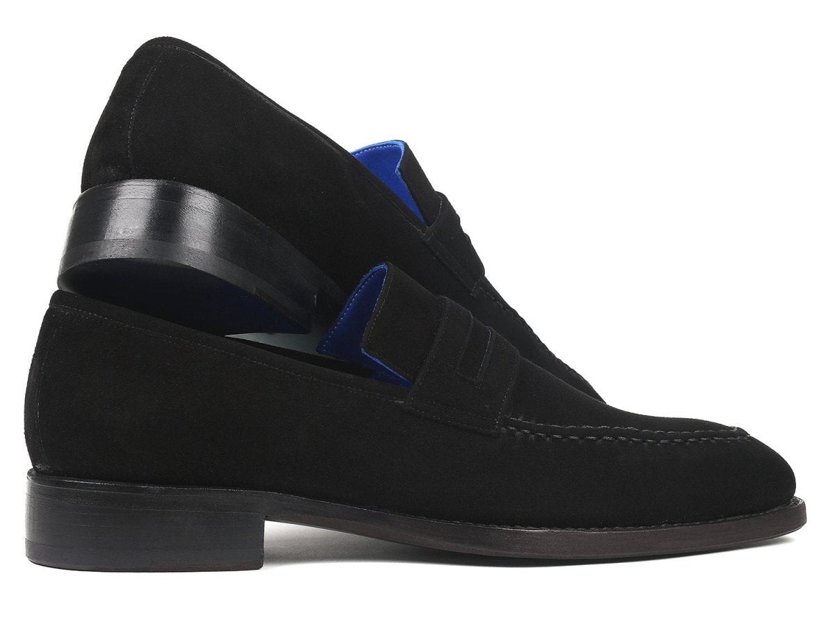 Paul Parkman Goodyear Welted Suede Loafers in Black