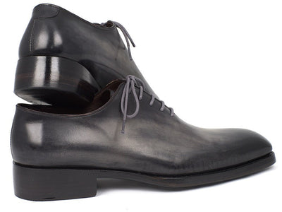 Paul Parkman Goodyear Welted Wholecut Gray and Black Hand Painted Oxfords (ID044GRY)