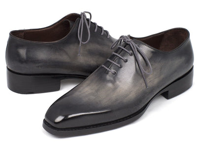 Paul Parkman Goodyear Welted Wholecut Gray and Black Hand Painted Oxfords (ID044GRY)