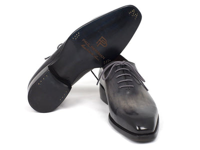 Paul Parkman Goodyear Welted Wholecut Gray and Black Hand Painted Oxfords (ID044GRY)