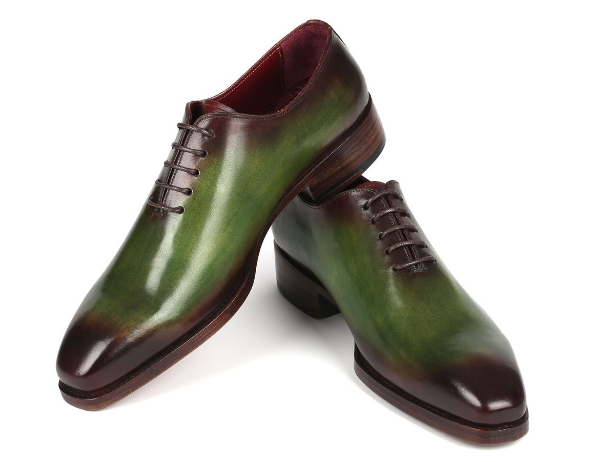Paul Parkman Goodyear Welted Wholecut Oxfords Green and Bordeaux (ID044GBD)