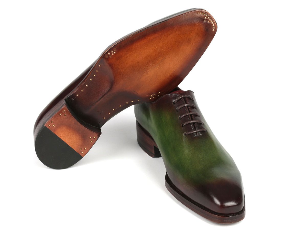 Paul Parkman Goodyear Welted Wholecut Oxfords Green and Bordeaux (ID044GBD)