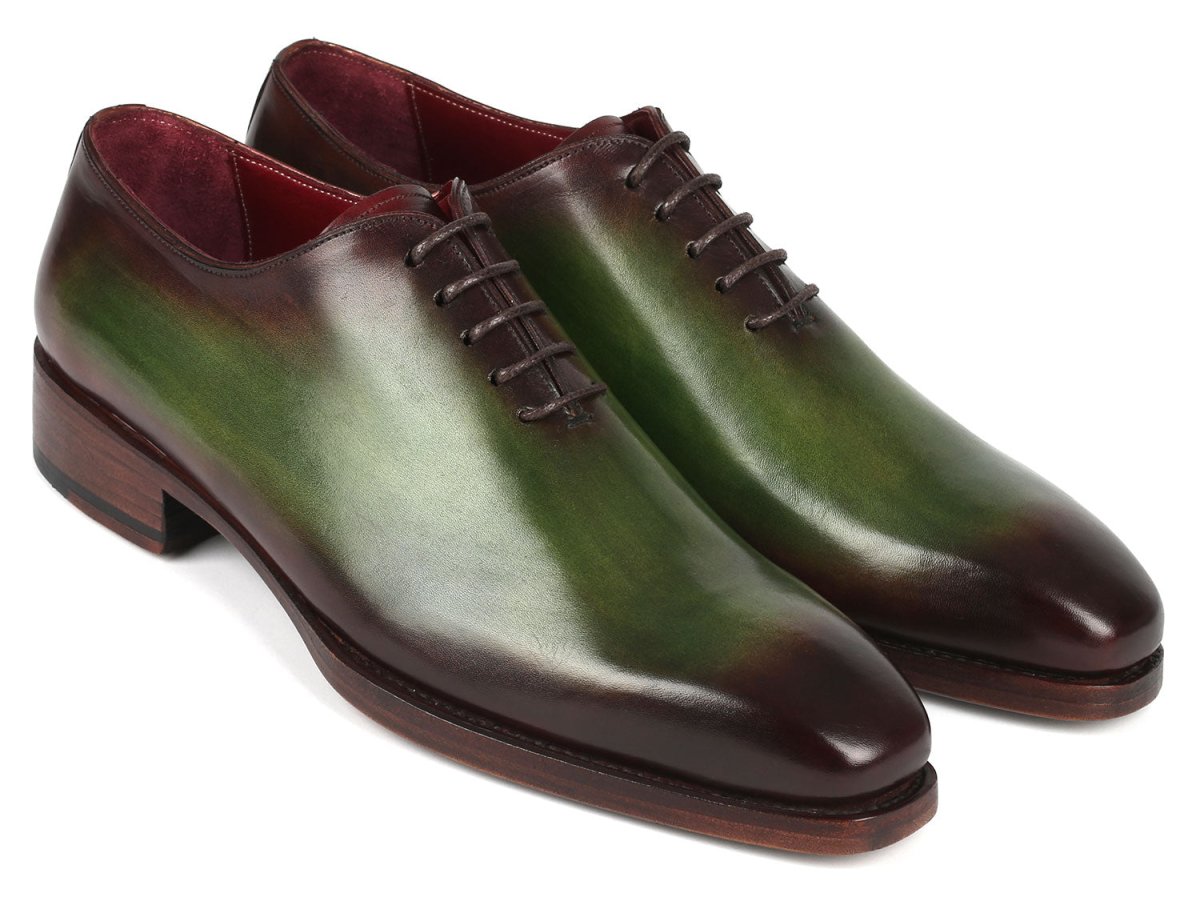 Paul Parkman Goodyear Welted Wholecut Oxfords Green and Bordeaux (ID044GBD)