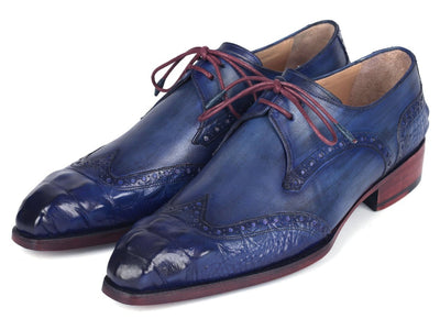 Paul Parkman Goodyear Welted Wingtip Derby Shoes Blue and Navy