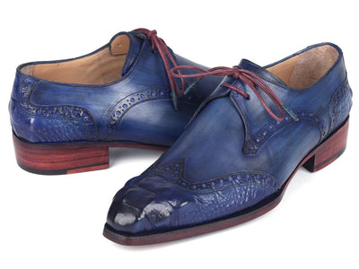 Paul Parkman Goodyear Welted Wingtip Derby Shoes Blue and Navy