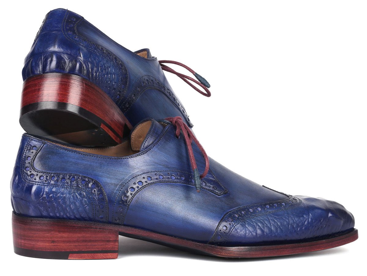 Paul Parkman Goodyear Welted Wingtip Derby Shoes Blue and Navy
