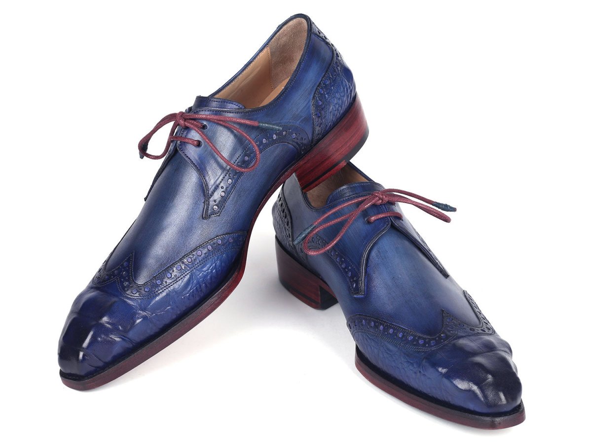 Paul Parkman Goodyear Welted Wingtip Derby Shoes Blue and Navy