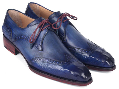 Paul Parkman Goodyear Welted Wingtip Derby Shoes Blue and Navy