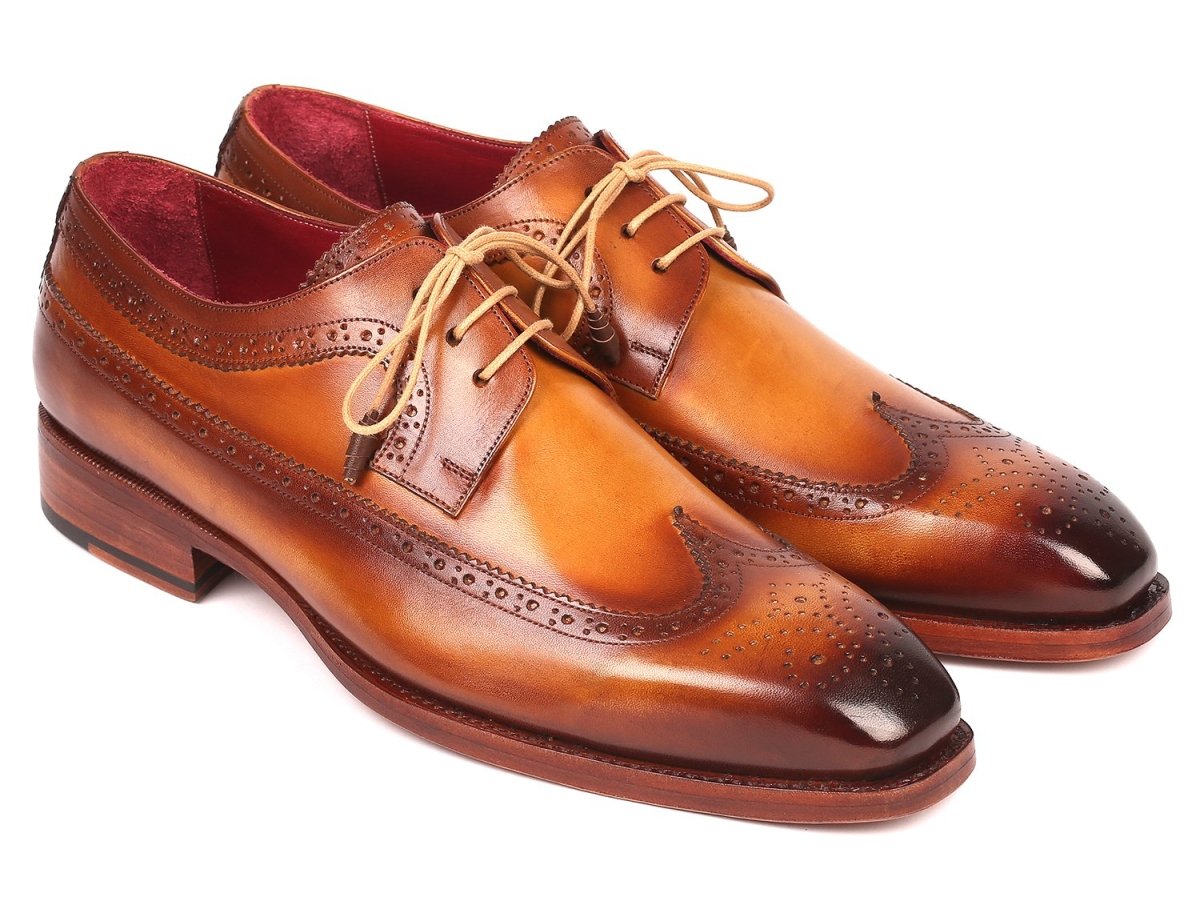 Paul Parkman Goodyear Welted Wingtip Derby Shoes Camel (ID511C74)