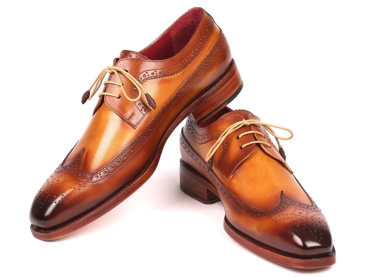 Paul Parkman Goodyear Welted Wingtip Derby Shoes Camel (ID511C74)