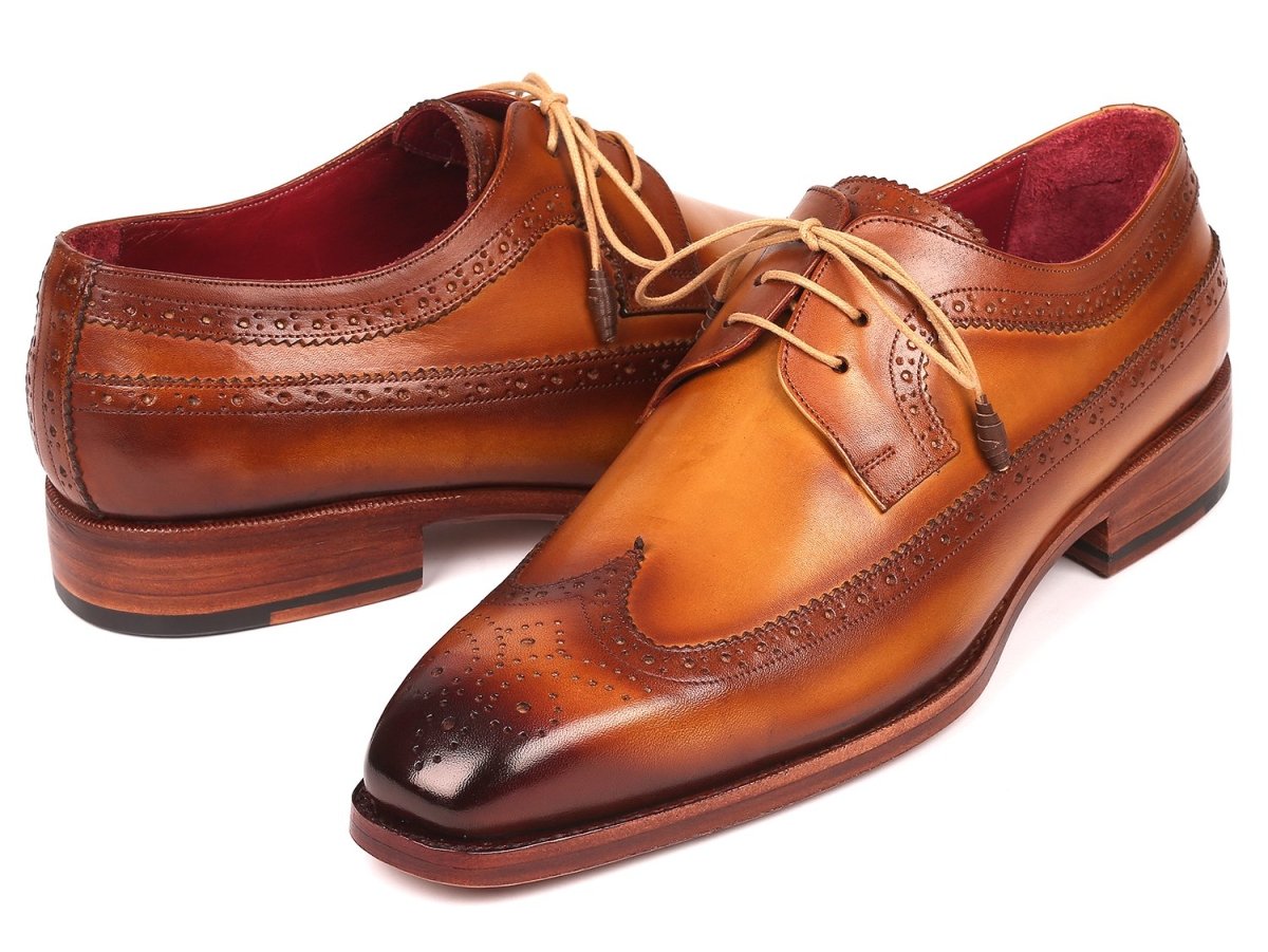 Paul Parkman Goodyear Welted Wingtip Derby Shoes Camel (ID511C74)