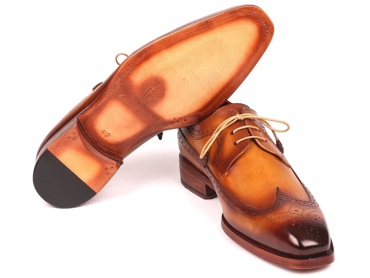 Paul Parkman Goodyear Welted Wingtip Derby Shoes Camel (ID511C74)