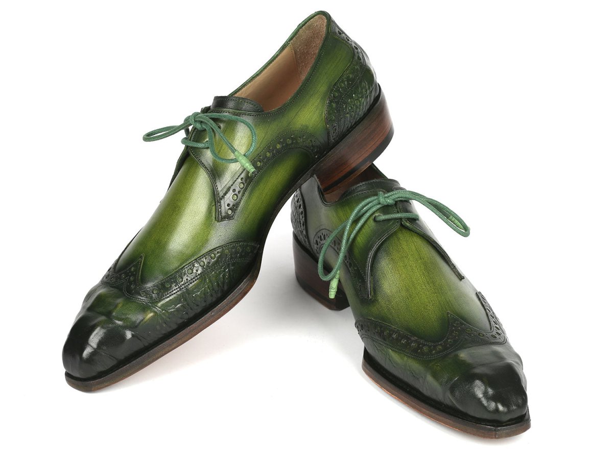 Paul Parkman Goodyear Welted Wingtip Derby Shoes Green (ID584 GRN)