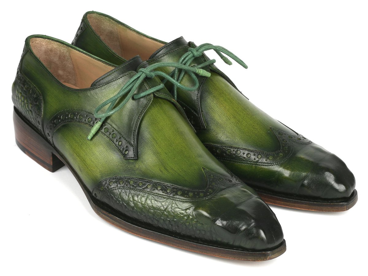 Paul Parkman Goodyear Welted Wingtip Derby Shoes Green (ID584 GRN)