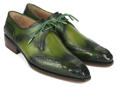 Paul Parkman Goodyear Welted Wingtip Derby Shoes Green (ID584 GRN)