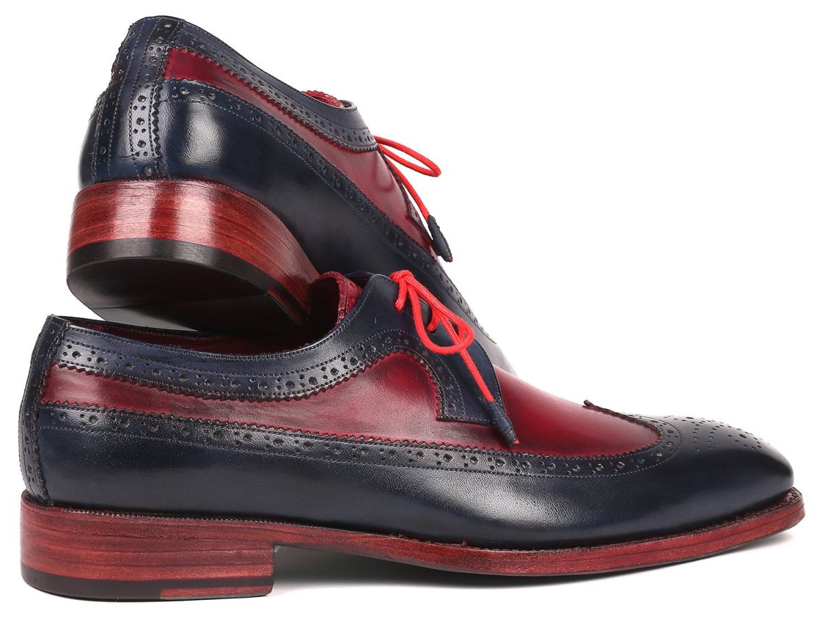 Paul Parkman Goodyear Welted Wingtip Derby Shoes in Navy and Bordeaux