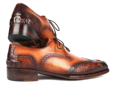 Paul Parkman Goodyear Welted Wingtip Derby Shoes Olive and Tan (ID584 OLV)