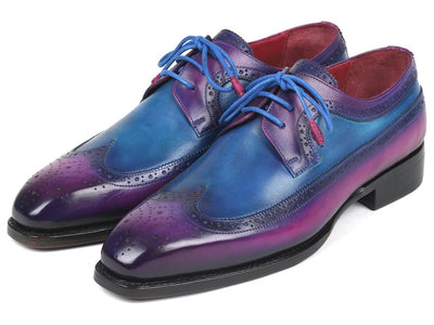 Paul Parkman Goodyear Welted Wingtip Derby Shoes Purple and Blue (ID511V63)