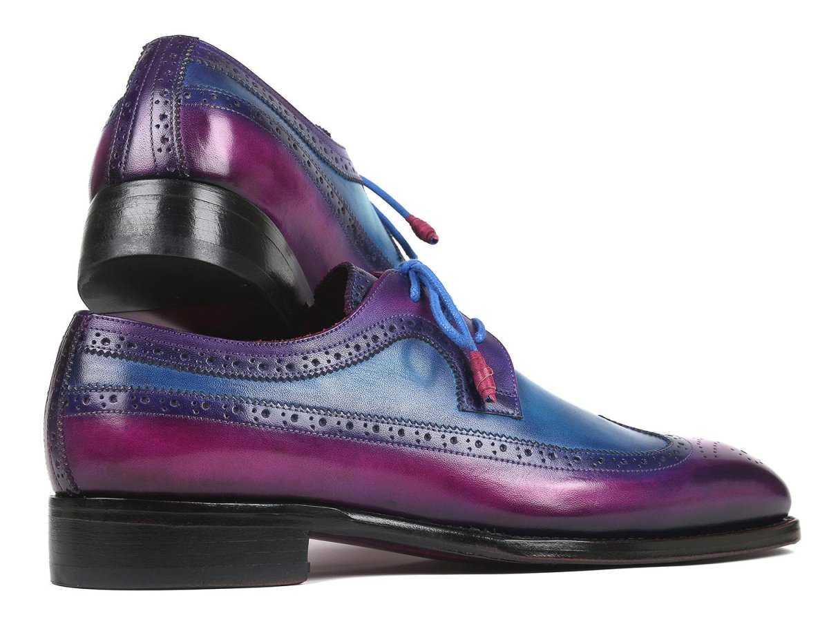 Paul Parkman Goodyear Welted Wingtip Derby Shoes Purple and Blue (ID511V63)
