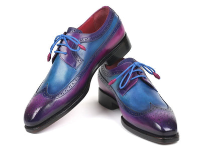 Paul Parkman Goodyear Welted Wingtip Derby Shoes Purple and Blue (ID511V63)
