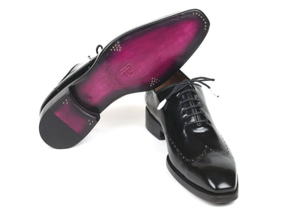 Paul Parkman Goodyear Welted Wingtip Oxfords Black Polished Leather (ID181BLK55)