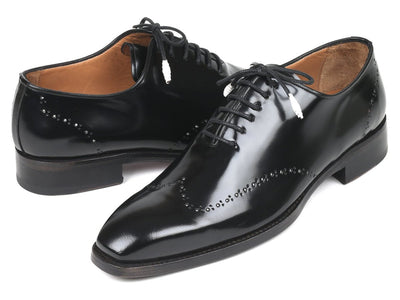 Paul Parkman Goodyear Welted Wingtip Oxfords Black Polished Leather (ID181BLK55)