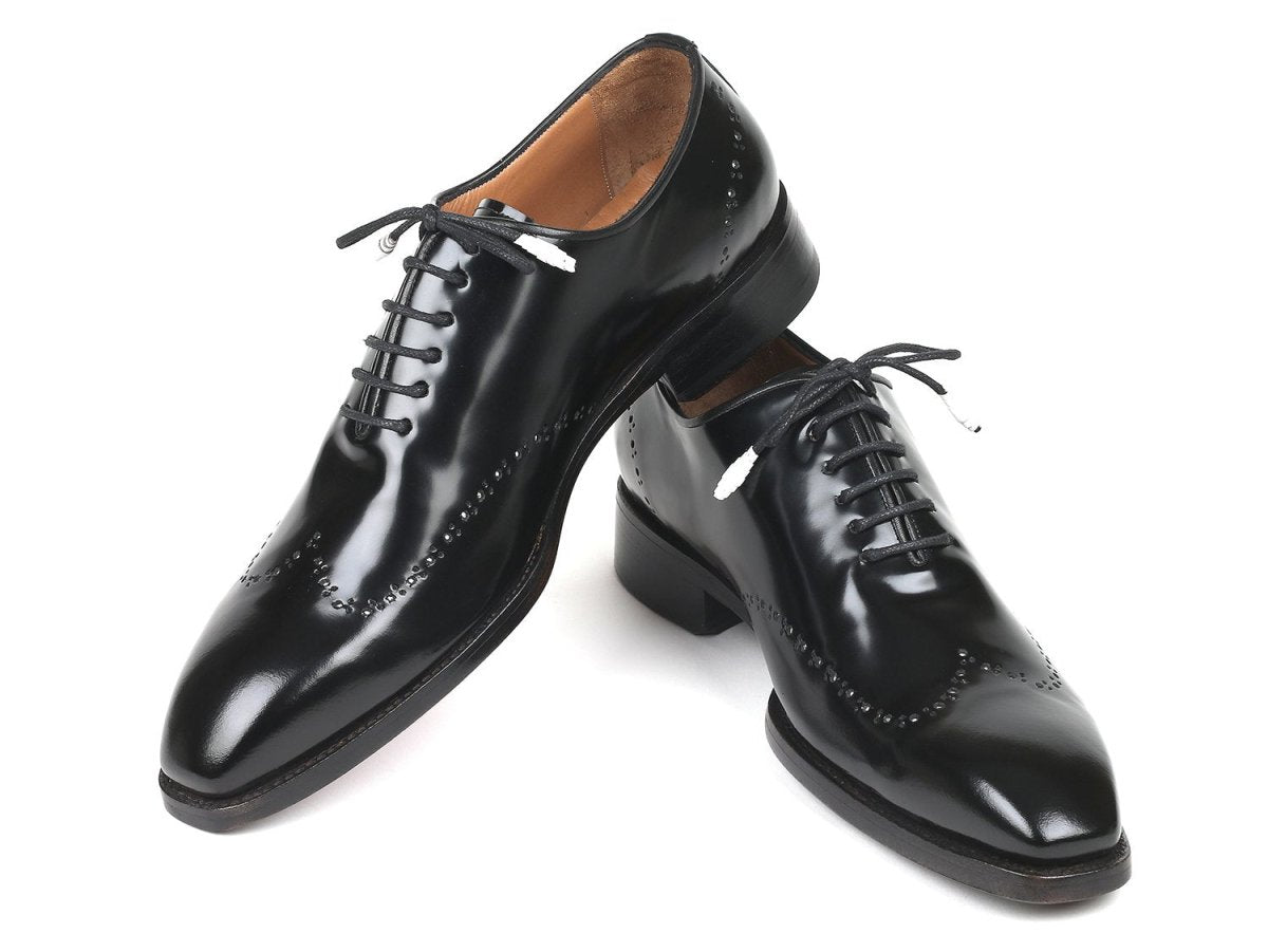 Paul Parkman Goodyear Welted Wingtip Oxfords Black Polished Leather (ID181BLK55)