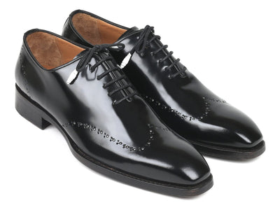 Paul Parkman Goodyear Welted Wingtip Oxfords Black Polished Leather (ID181BLK55)