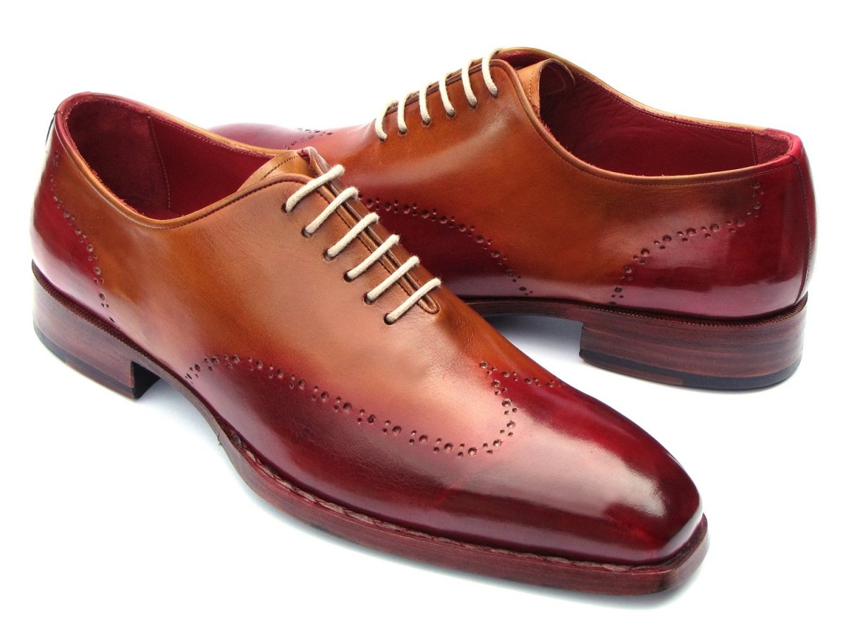 Paul Parkman Goodyear Welted Wingtip Oxfords Bordeaux and Camel (ID081 RDT)