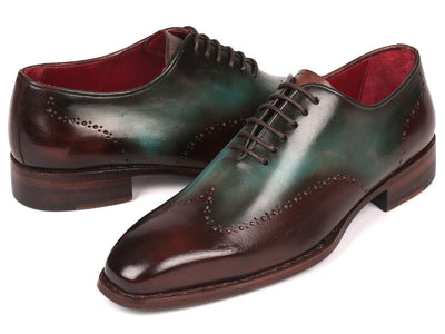 Paul Parkman Goodyear Welted Wingtip Oxfords Brown and Turquoise (ID081 BTQ)