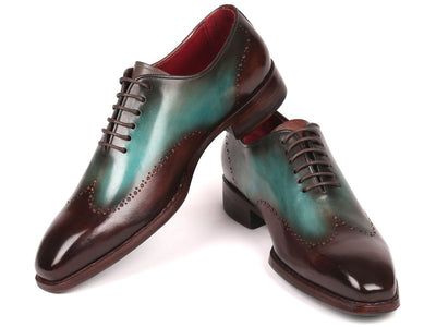 Paul Parkman Goodyear Welted Wingtip Oxfords Brown and Turquoise (ID081 BTQ)