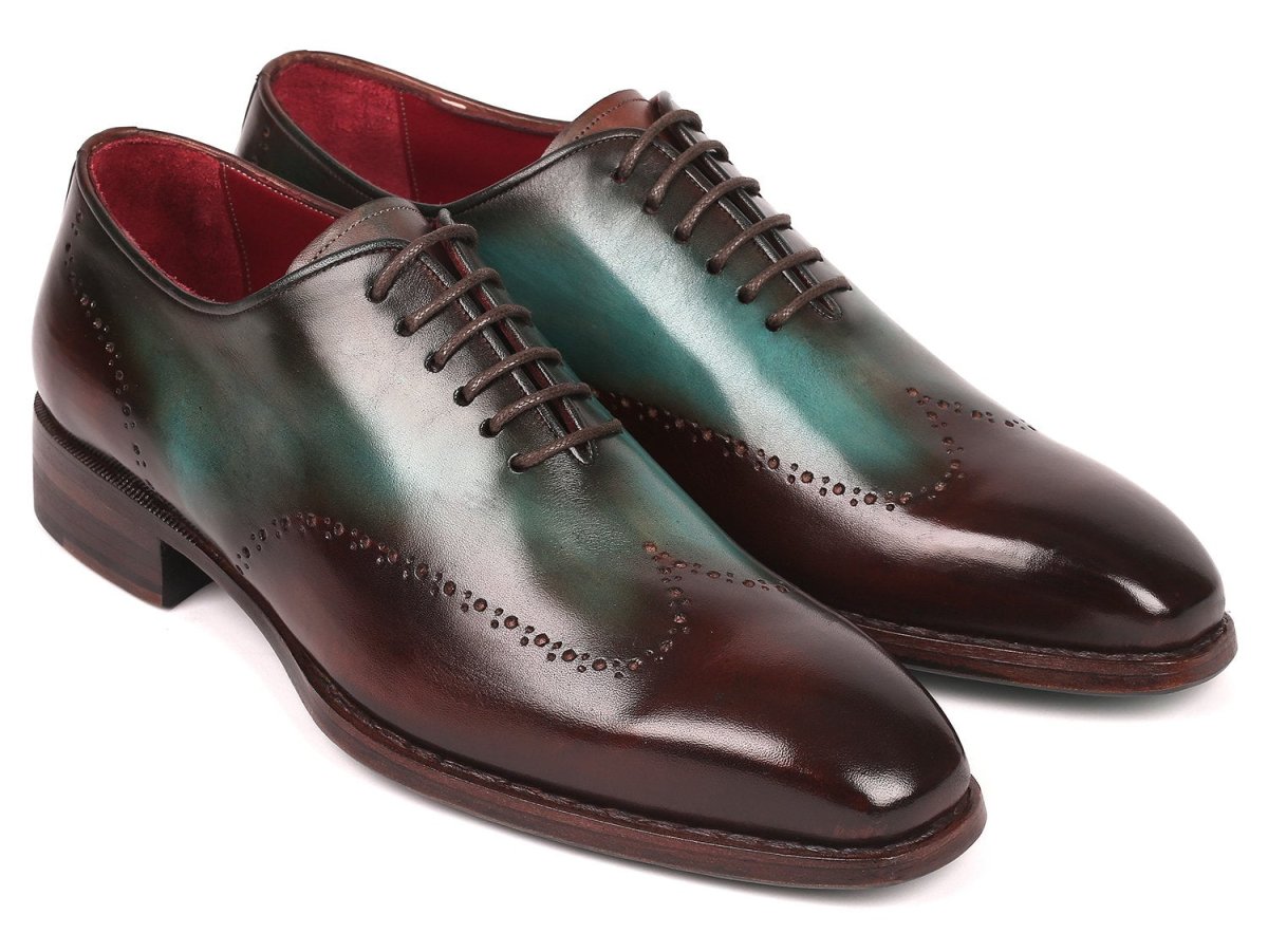 Paul Parkman Goodyear Welted Wingtip Oxfords Brown and Turquoise (ID081 BTQ)