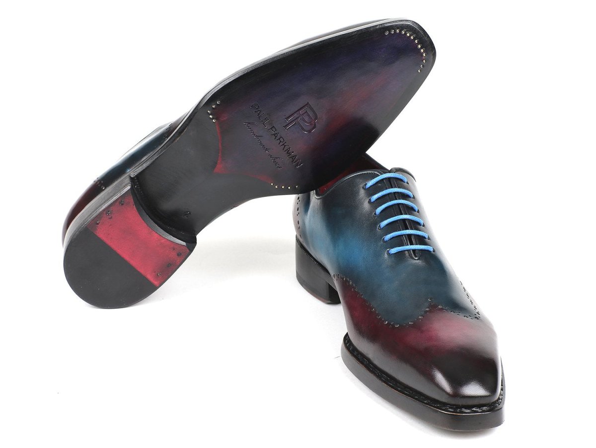 Paul Parkman Goodyear Welted Wingtip Oxfords in Blue and Purple