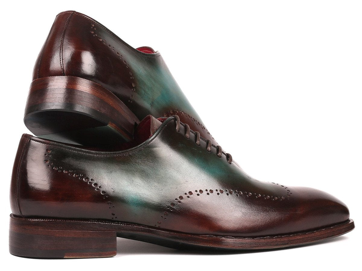 Paul Parkman Goodyear Welted Wingtip Oxfords in Brown and Turquoise