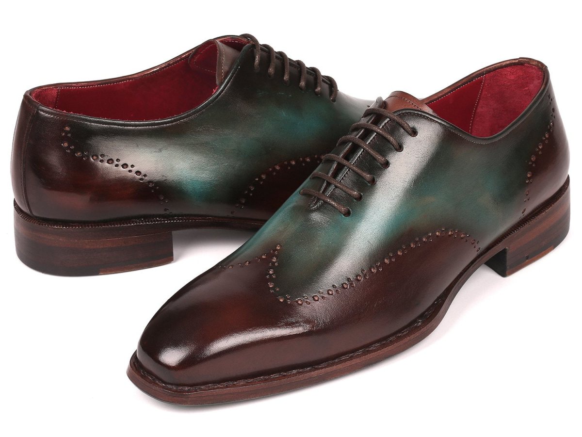 Paul Parkman Goodyear Welted Wingtip Oxfords in Brown and Turquoise