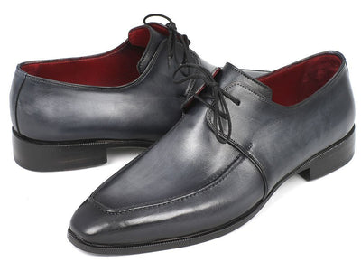 Paul Parkman Gray and Black Apron Derby Shoes For Men (ID13SX51)