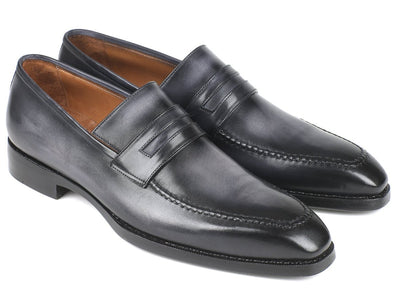 Paul Parkman Gray Burnished Goodyear Welted Loafers (ID37LFGRY)
