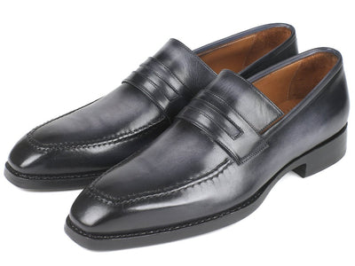 Paul Parkman Gray Burnished Goodyear Welted Loafers (ID37LFGRY)