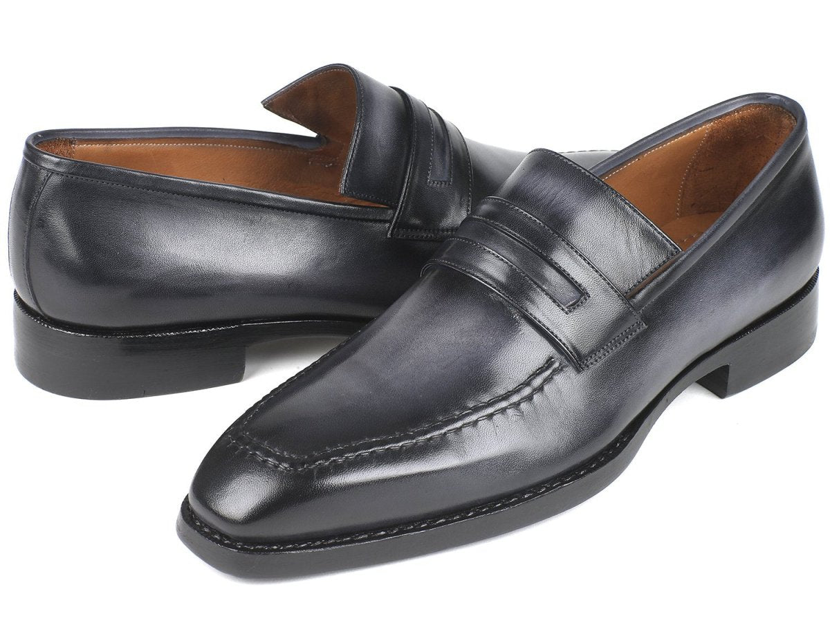 Paul Parkman Gray Burnished Goodyear Welted Loafers (ID37LFGRY)