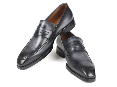 Paul Parkman Gray Burnished Goodyear Welted Loafers (ID37LFGRY)