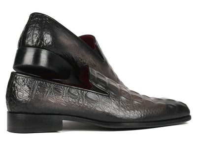 Paul Parkman Gray Crocodile Embossed Calfskin Loafers (ID5576 GRY)