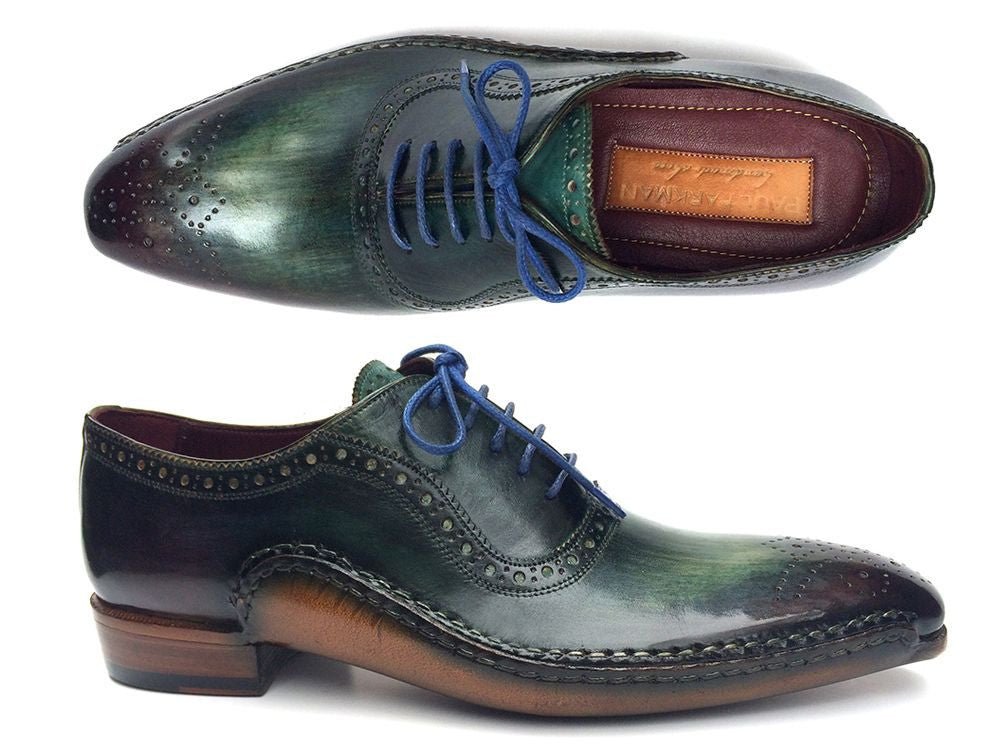 Paul Parkman Green and Purple Handmade Oxfords (IDOPK215C)