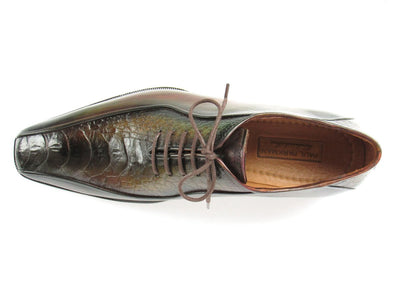Paul Parkman Green Genuine Ostrich Leg Bicycle Toe Oxfords (ID94DLGRN)