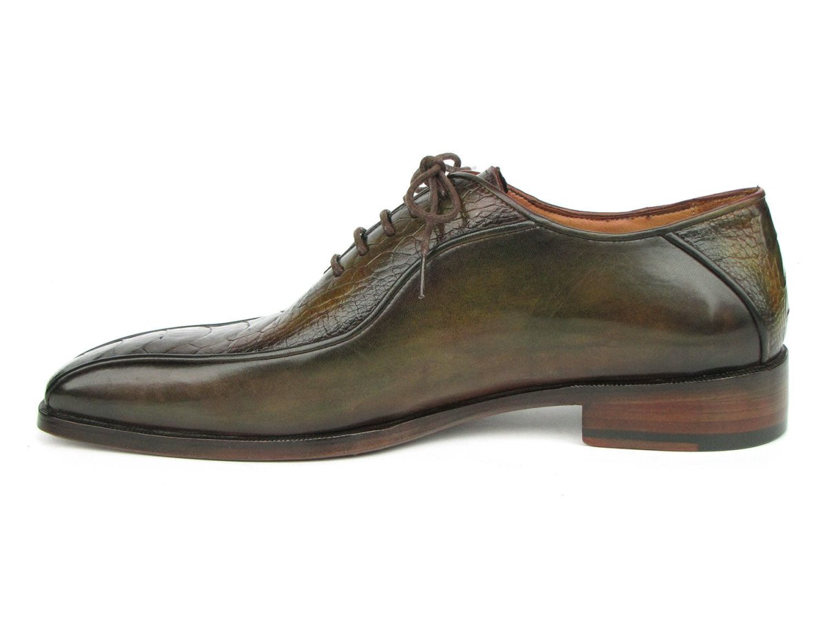 Paul Parkman Green Genuine Ostrich Leg Bicycle Toe Oxfords (ID94DLGRN)